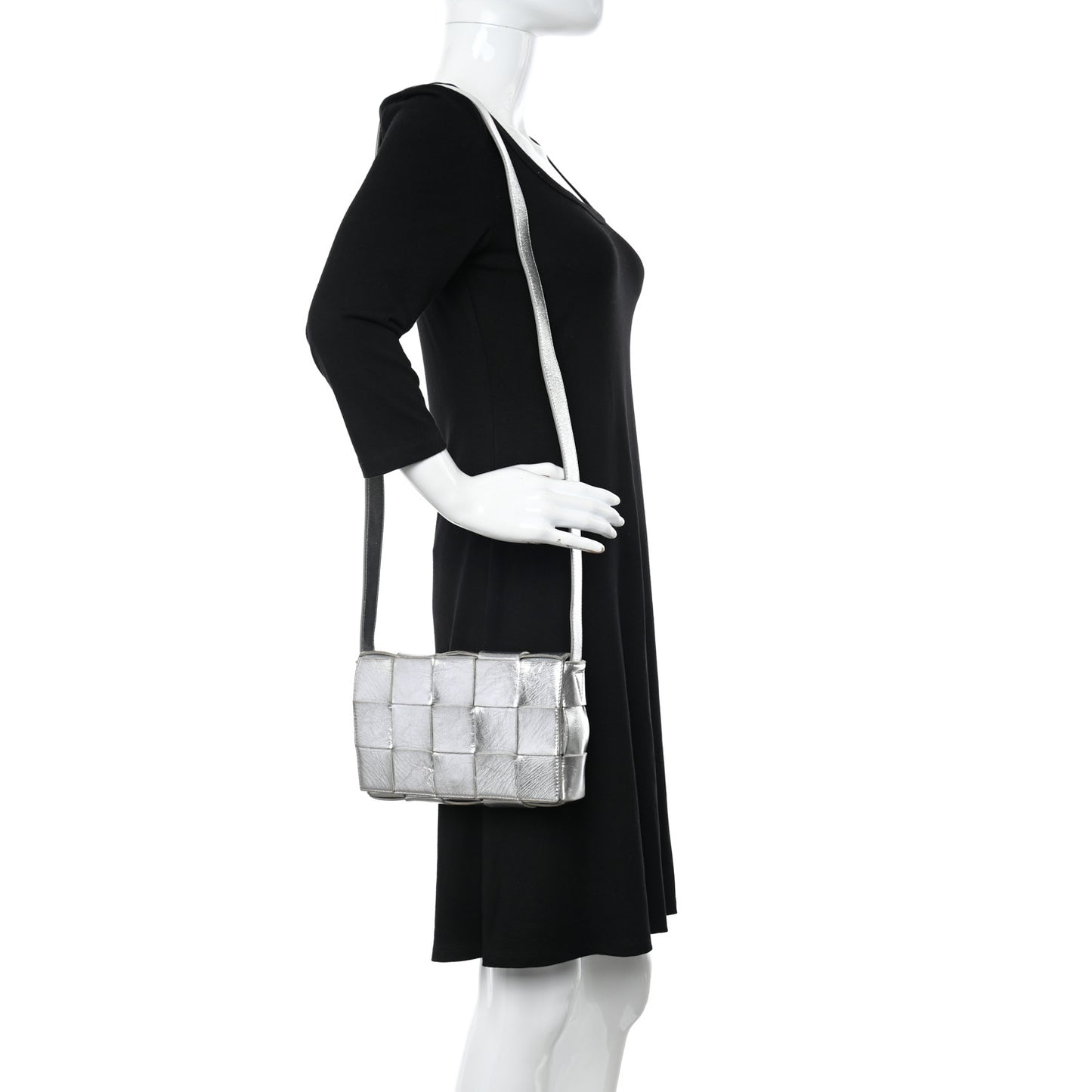 Metallic Lambskin Maxi Intrecciato Cassette Crossbody Bag Silver