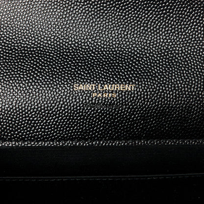 Saint Laurent Grain De Poudre Matelasse Chevron Monogram Envelope Clutch Black 6 of 11