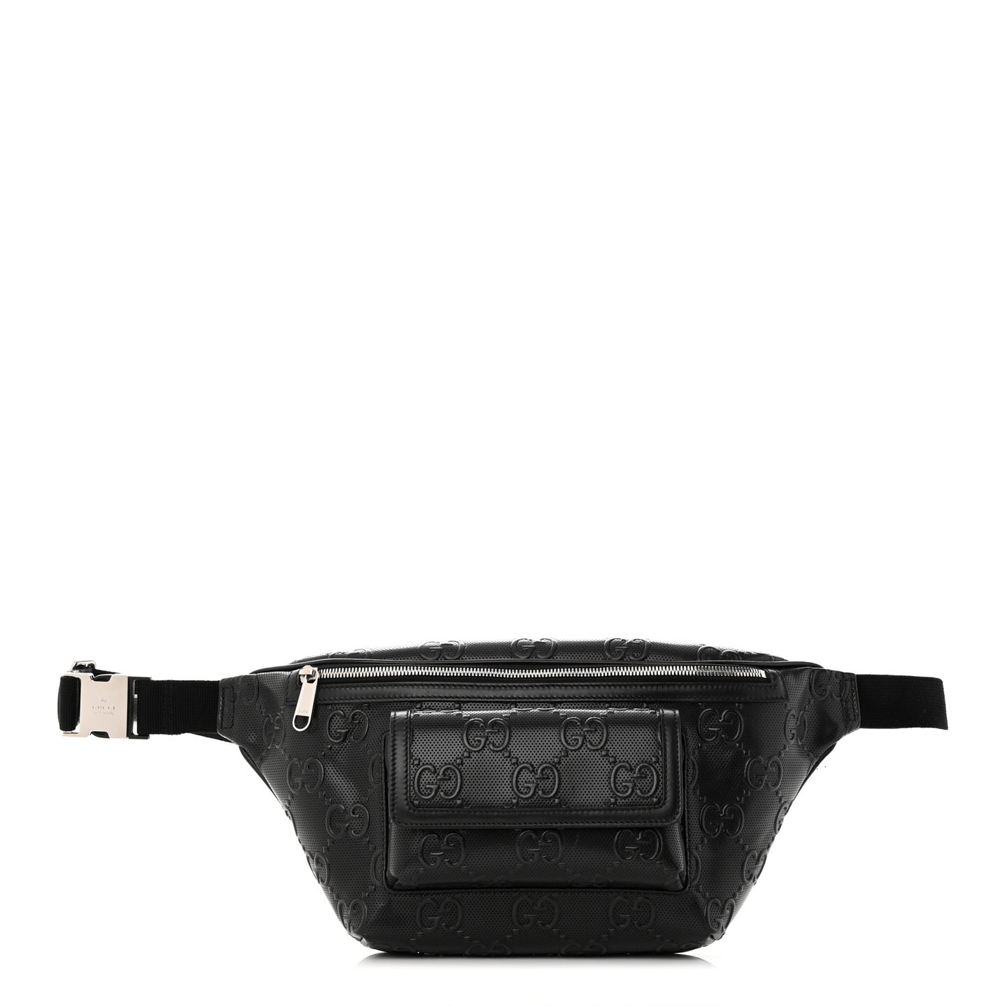 Calfskin GG Tennis Embossed Pocket Belt Bag Black