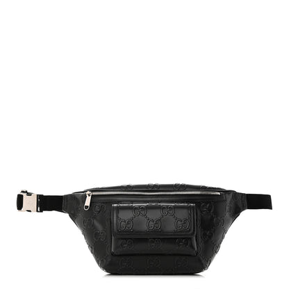 Gucci Calfskin GG Tennis Embossed Pocket Belt Bag Black 1 of 11