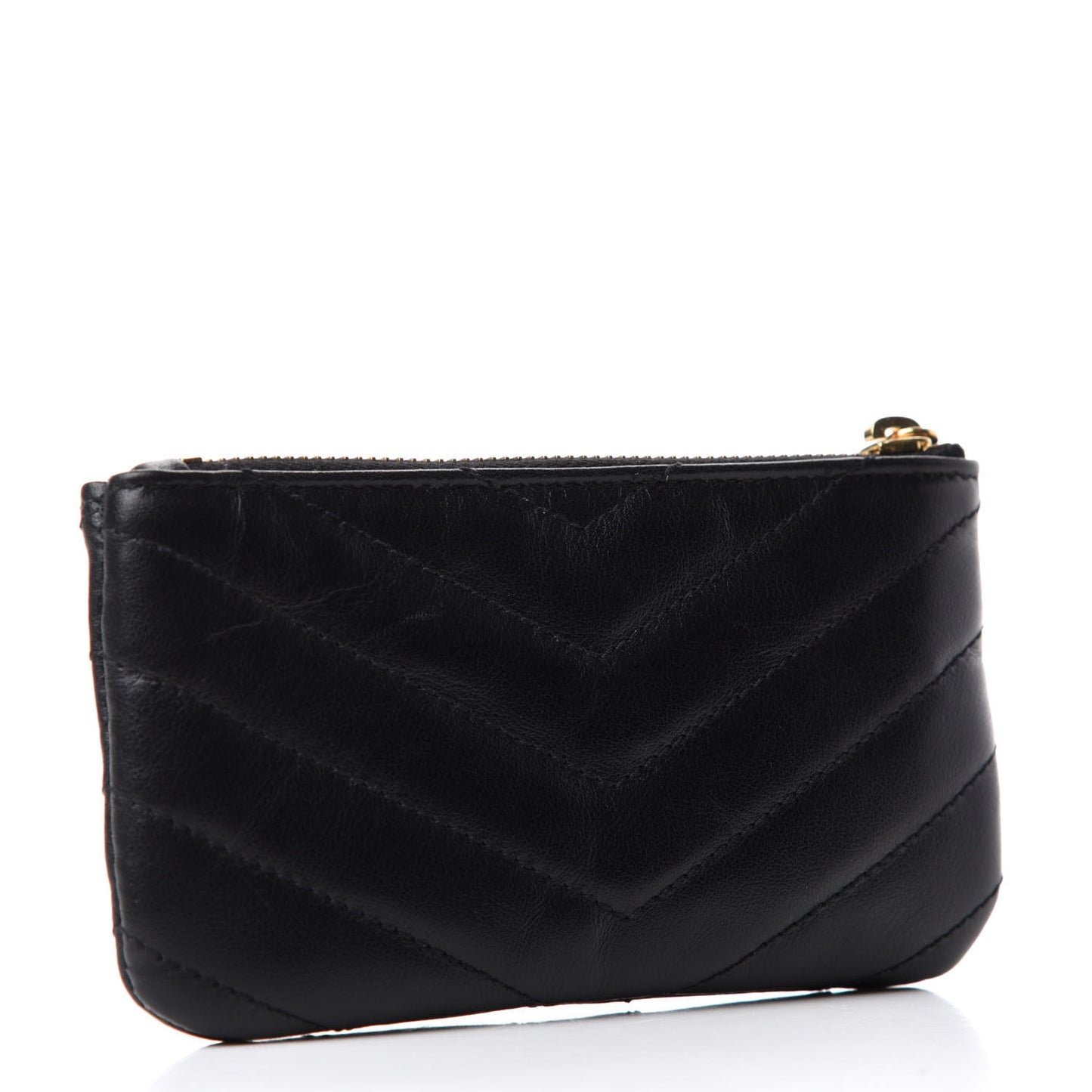 Calfskin Matelasse Monogram Key Pouch Black