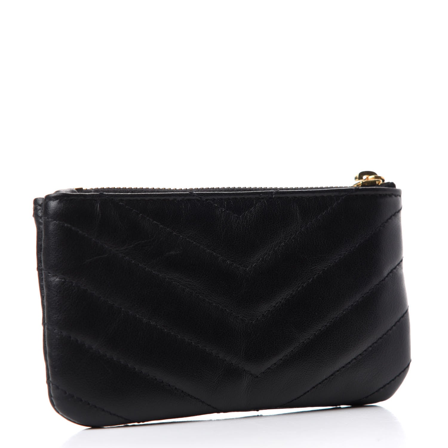 Saint Laurent Calfskin Matelasse Monogram Key Pouch Black 3 of 8