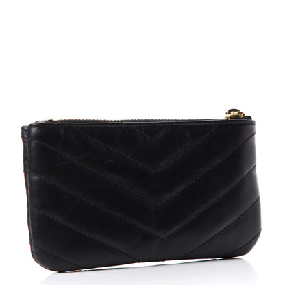 Saint Laurent Calfskin Matelasse Monogram Key Pouch Black 3 of 8