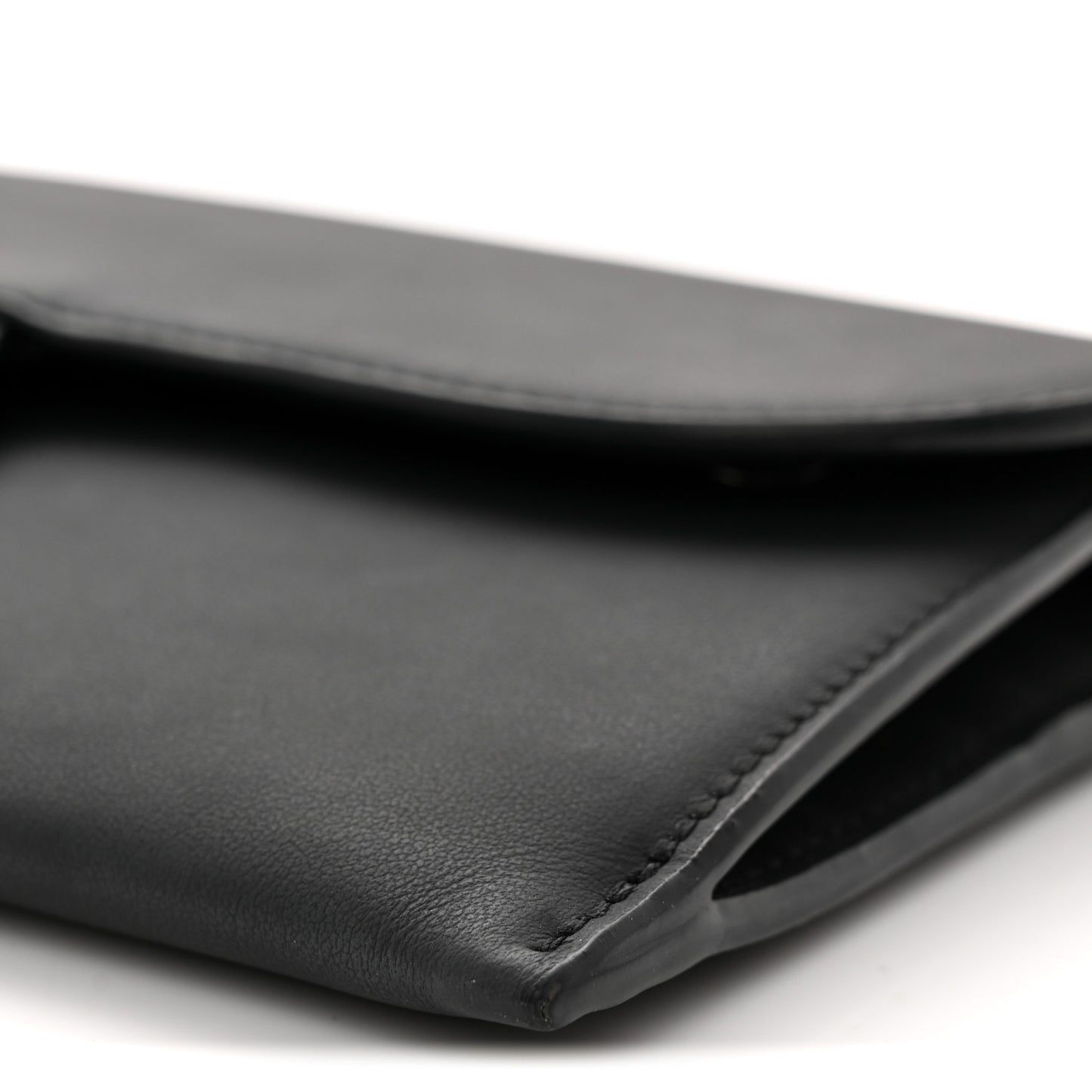 Ultra Matte Calfskin Saddle Chain Wallet Pouch Black