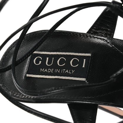Gucci Malaga Kid Crystal Strappy Horsebit Sandals 39.5 Black 9 of 10