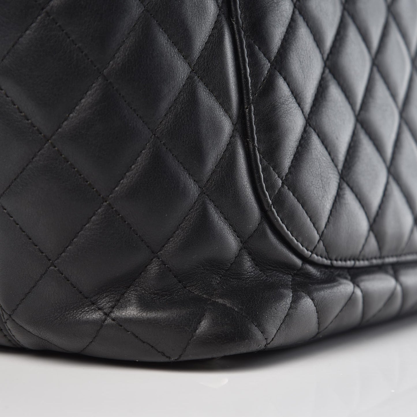 Calfskin Quilted Large Cambon Tote Black White