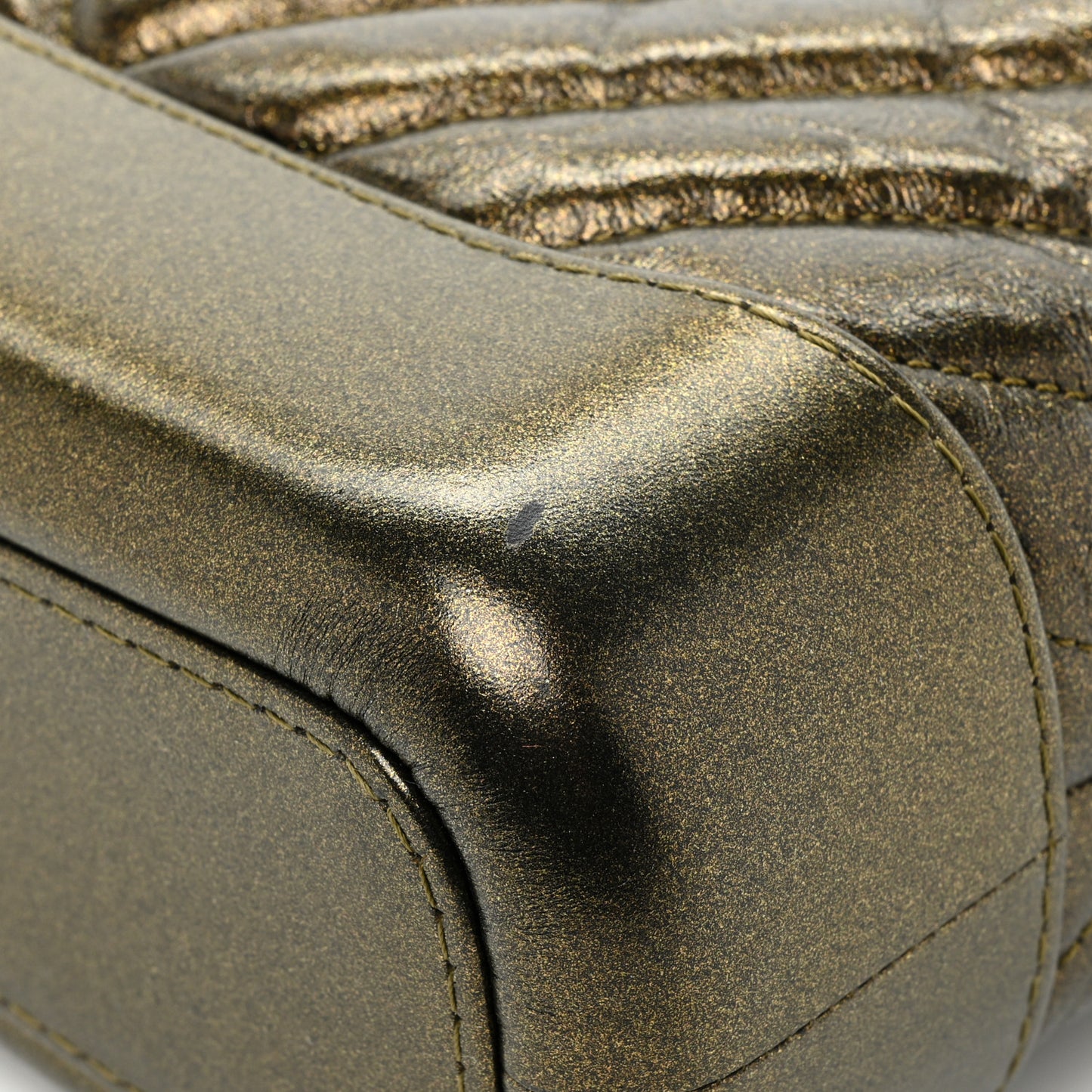 Metallic Calfskin Chevron Quilted Small Gabrielle Hobo Gold