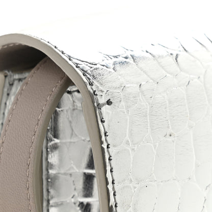 Burberry Metallic Patent Crocodile Embossed Small TB Shoulder Bag Silver 9 of 12