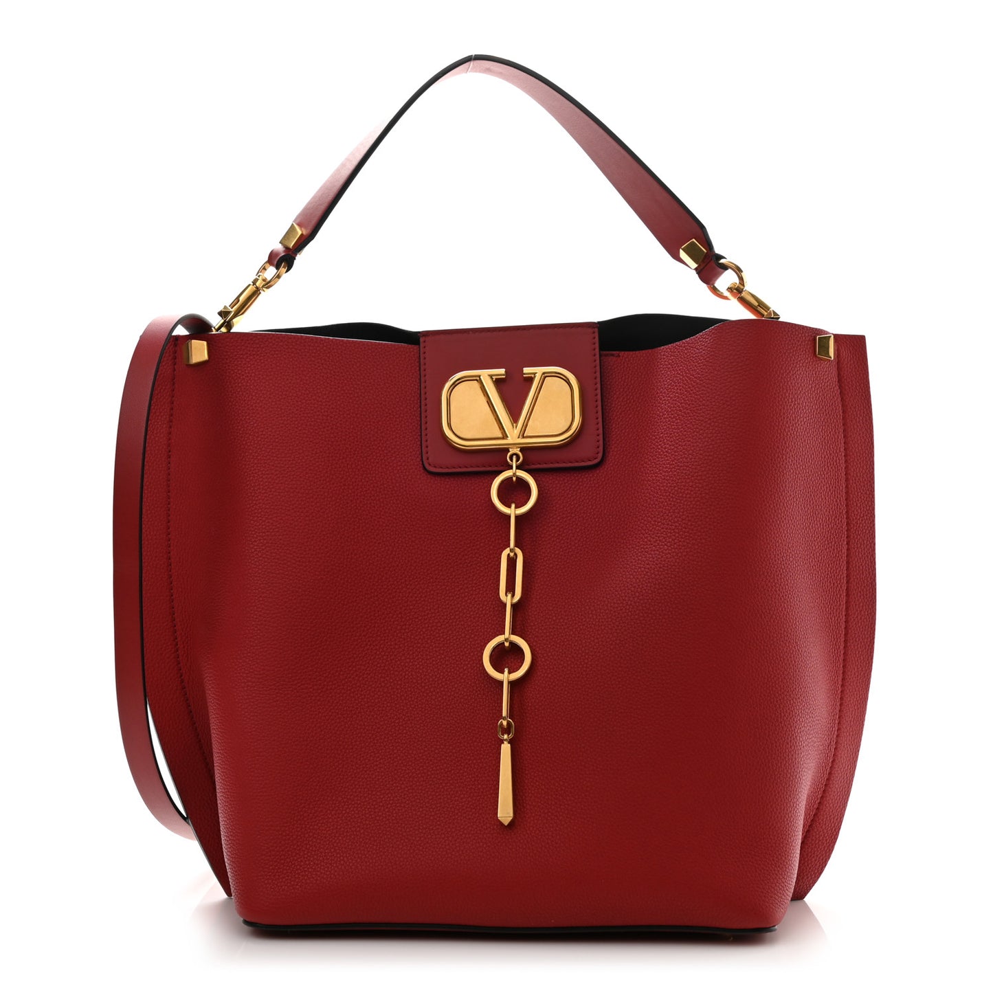 Grainy Calfskin VLogo Escape Hobo Bag Rosso Valentino