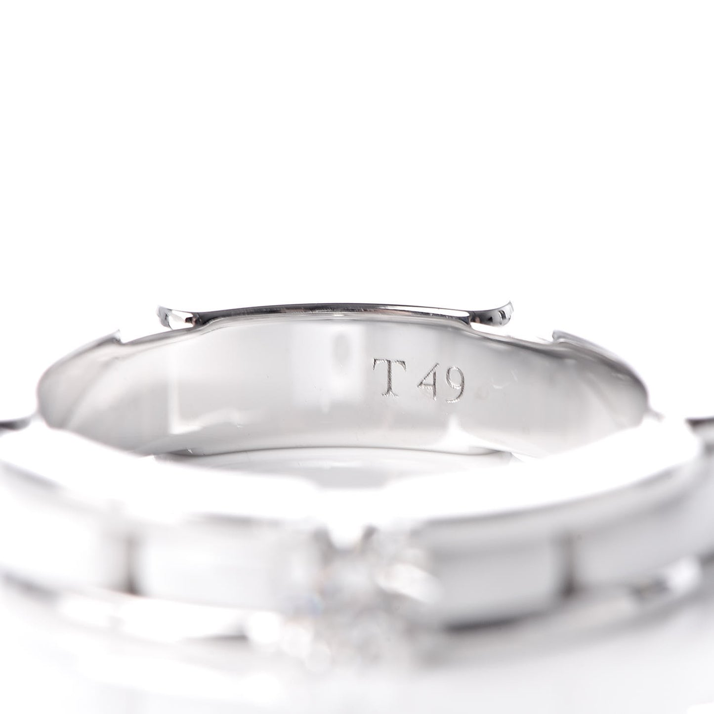 18K White Gold Ceramic Diamond Slim Ultra Ring 49 4.75 White