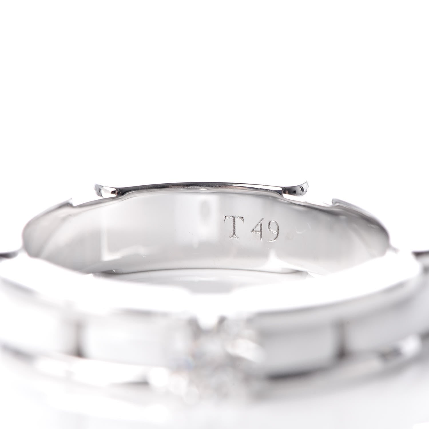 Chanel 18K White Gold Ceramic Diamond Slim Ultra Ring 49 4.75 White 6 of 11