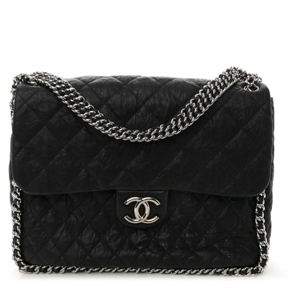 Chanel Washed Lambskin Quilted Maxi Chain Around Flap Black 1 of 10
