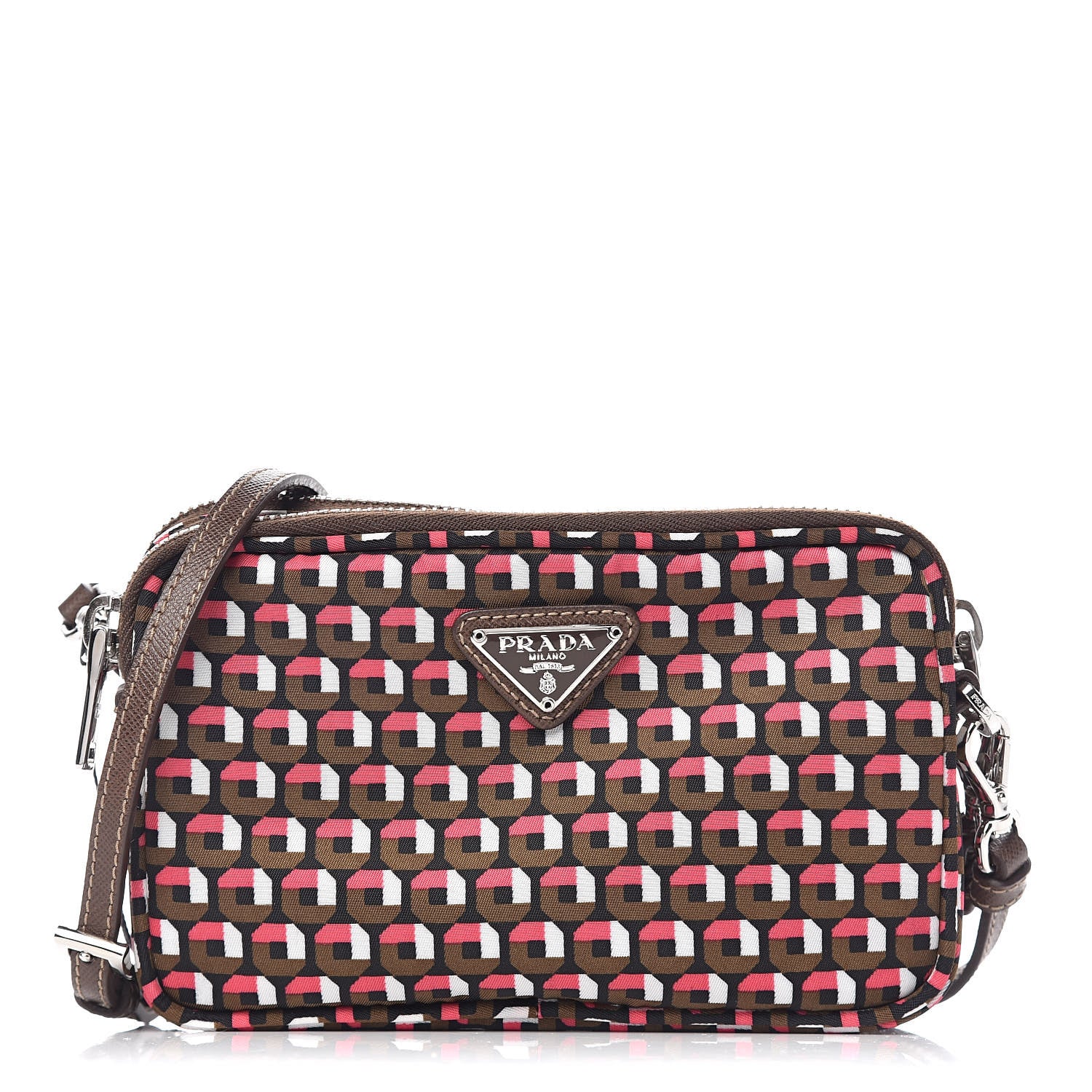 Prada Tessuto Stampato Nylon Otta Print Convertible Crossbody Wristlet Rosa 1 of 10