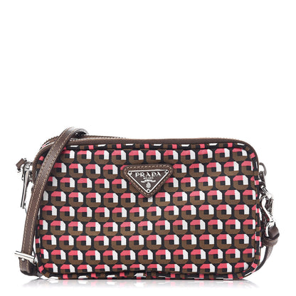 Prada Tessuto Stampato Nylon Otta Print Convertible Crossbody Wristlet Rosa 1 of 10