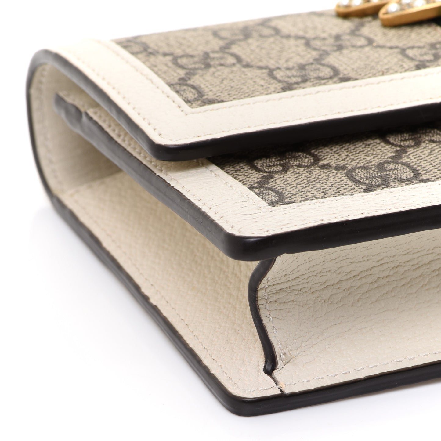 GG Supreme Monogram Web Queen Margaret Chain Wallet White