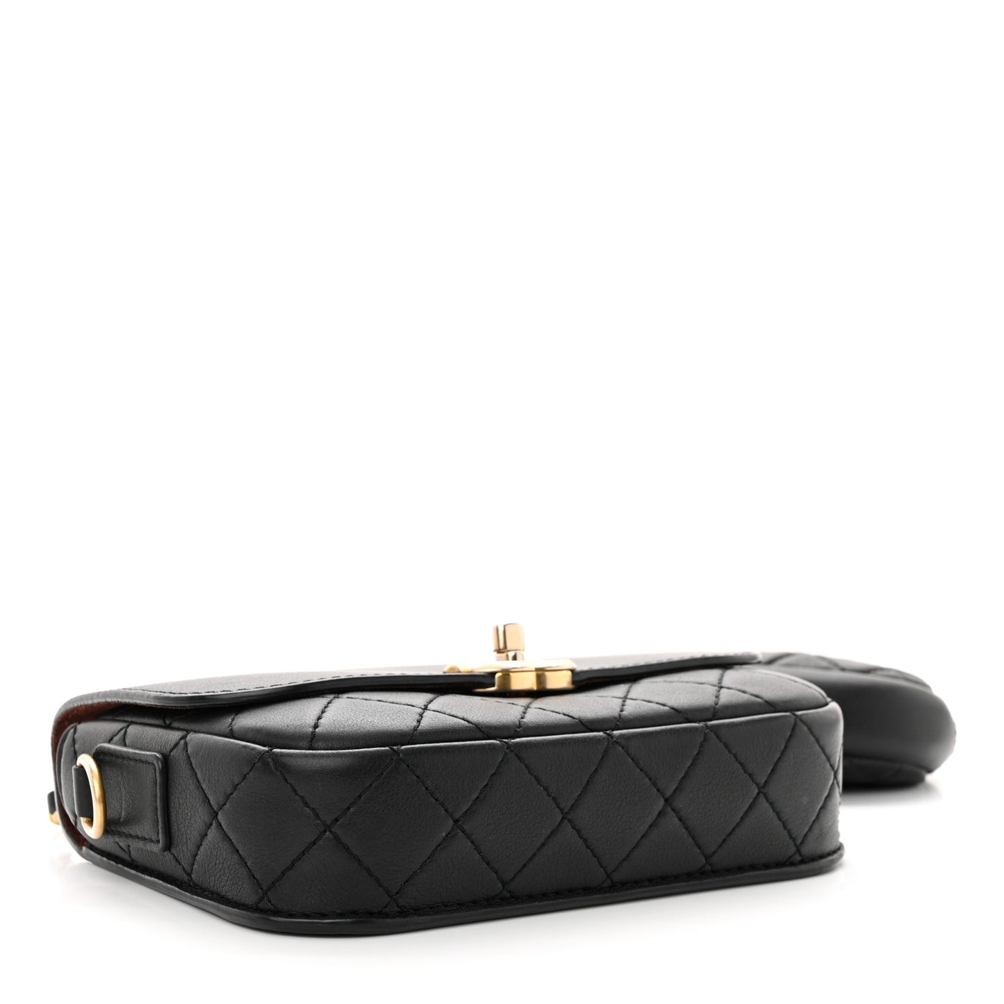 Calfskin Quilted Multi Pouching Flap And Coin Purse Black