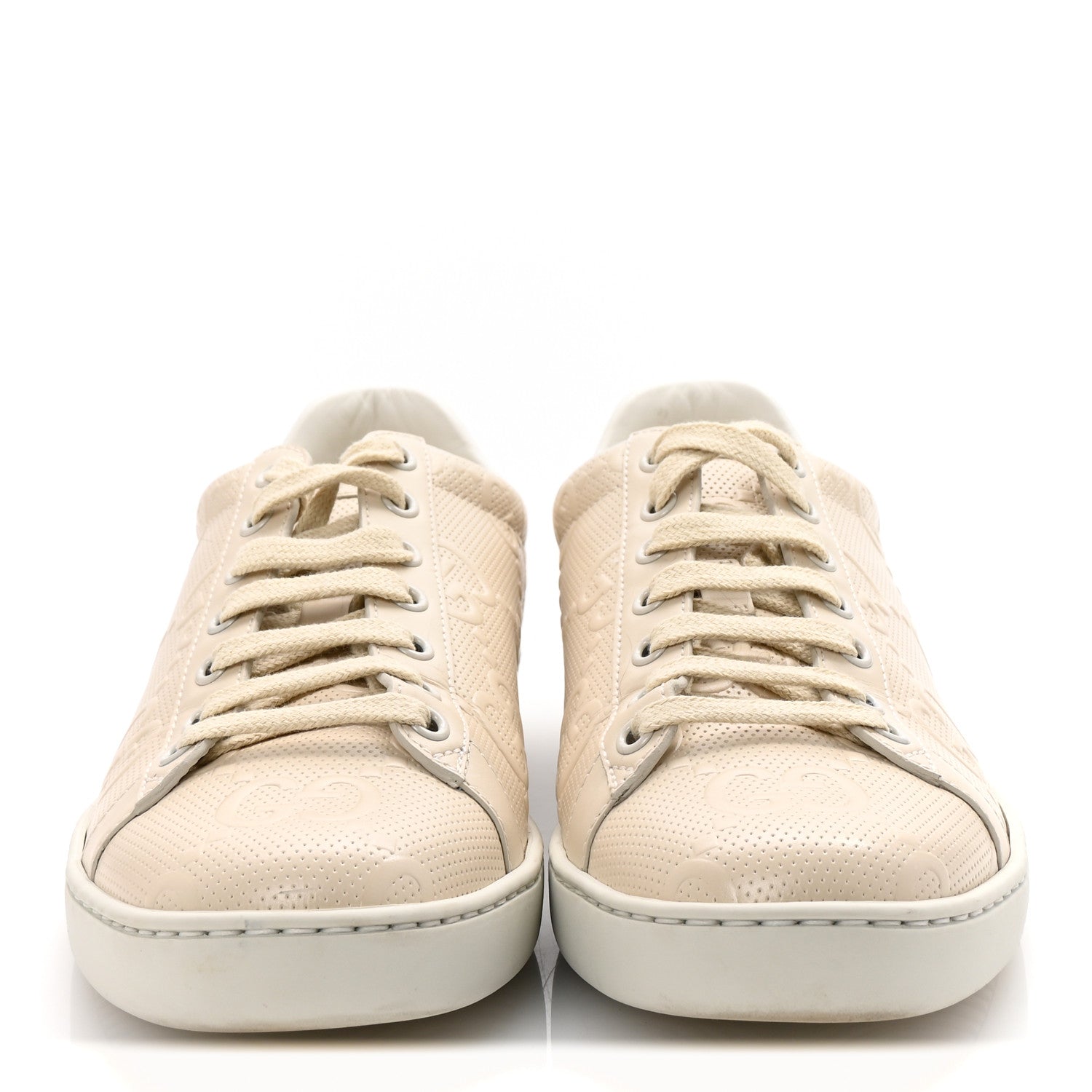 Gucci Calfskin GG Tennis Embossed Womens Ace Sneakers 39 Mystic White 3 of 10