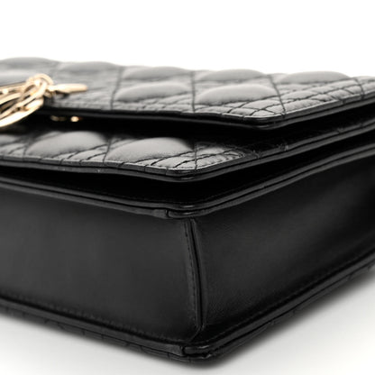 Christian Dior CHRISTIAN DIOR Lambskin Cannage Miss Dior Chain Pouch Black 9 of 9