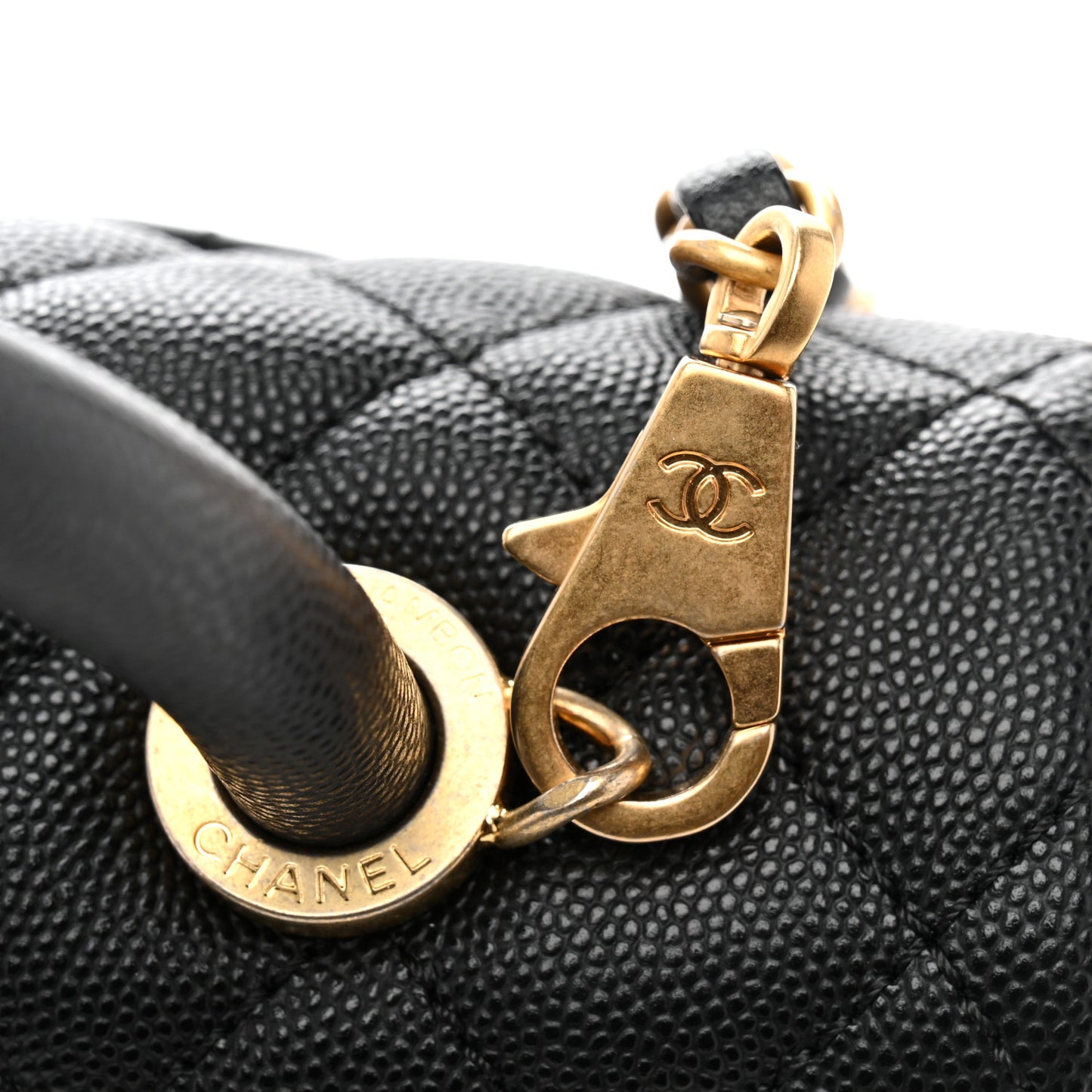 Caviar Quilted Small Coco Handle Flap Black