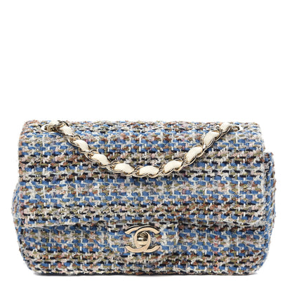 Chanel Tweed Quilted Mini Rectangular Flap Blue Multicolor 1 of 9