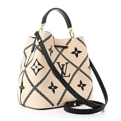 Louis Vuitton Empreinte Monogram Giant Broderies Neonoe MM Cream Black 4 of 14