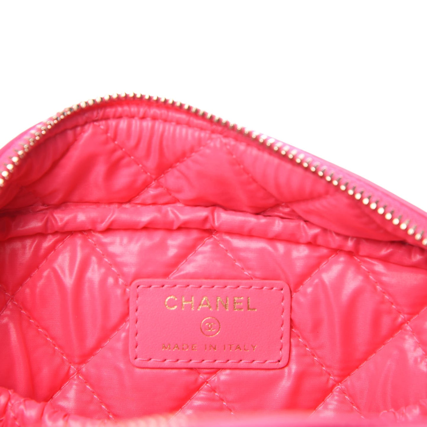 Patent Quilted Medium Curvy Pouch Cosmetic Case Pink
