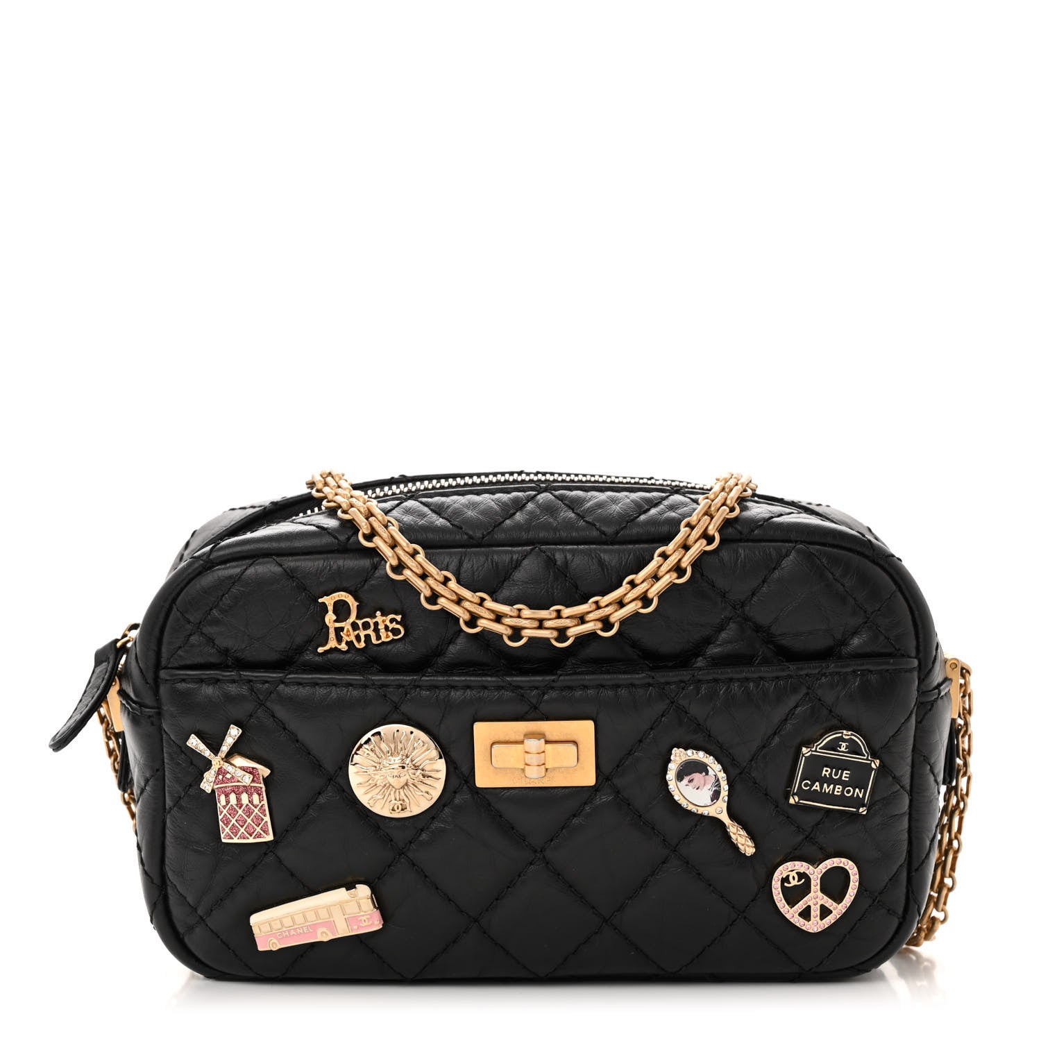 Chanel Aged Calfskin Quilted Mini Lucky Charm Reissue Camera Case Black 1 of 10