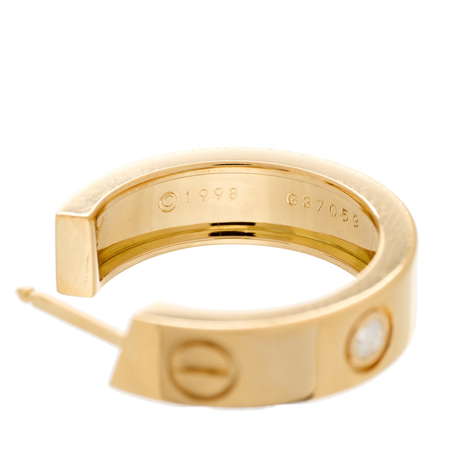18K Yellow Gold 2 Diamond 5.5mm LOVE Hoop Earrings