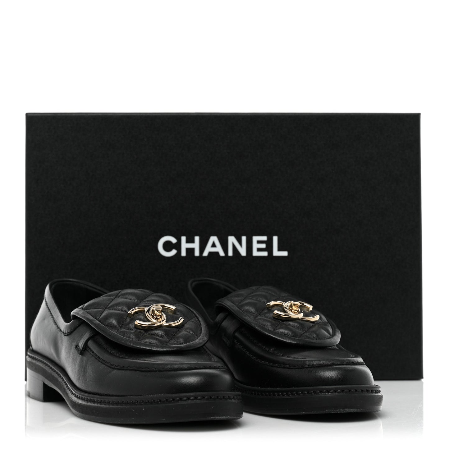 Lambskin Quilted CC Turnlock Loafers 36.5 Black