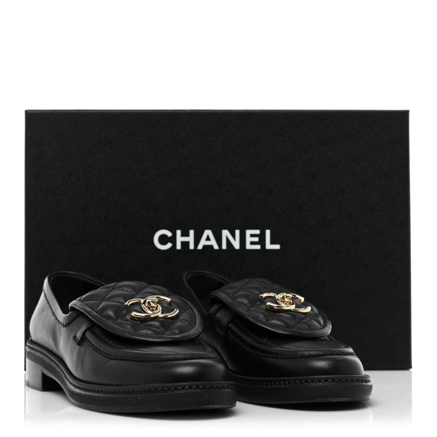 Chanel Lambskin Quilted CC Turnlock Loafers 36.5 Black 9 of 9