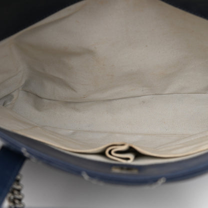 Chanel Calfskin Chevron Stitched Shopping Tote Navy 15 of 17