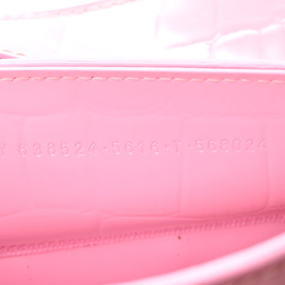 Balenciaga Semi Shiny Calfskin Crocodile Embossed Neo Classic Silver Hardware Mini City Pink 8 of 11
