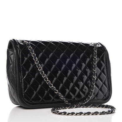 Chanel Patent Quilted Jumbo Classic Twist Flap Bag Black 3 of 9