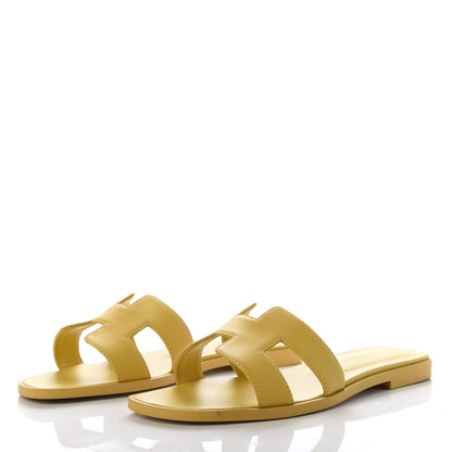 Hermes Calfskin Oran Sandals 36 Jaune Citron 2 of 11