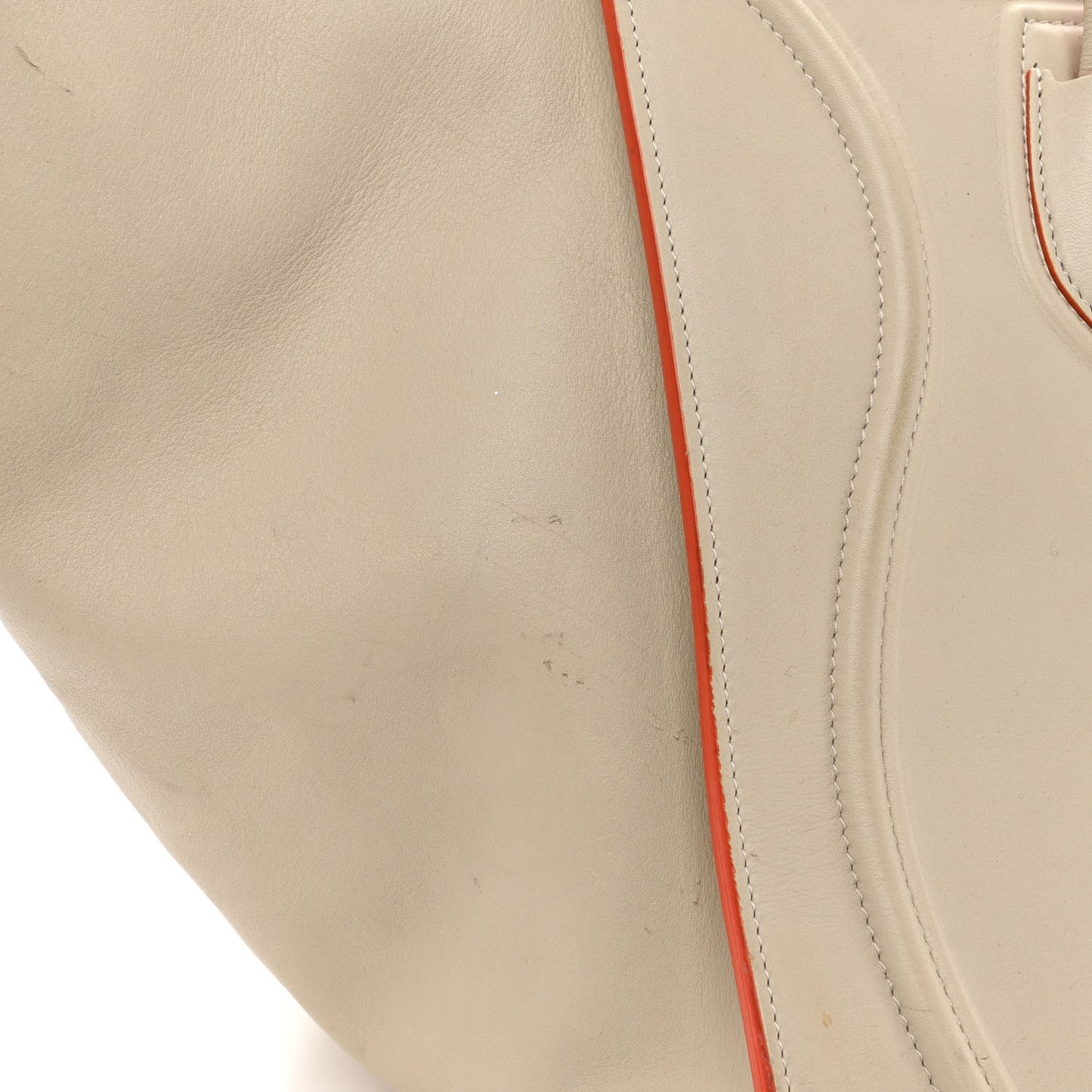 Smooth Calfskin Medium Phantom Luggage Chalk Orange Trim