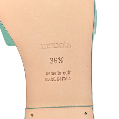 Hermes Epsom Oran Sandals 36.5 Malachite 7 of 8