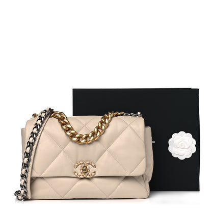 Chanel Goatskin Quilted Large Chanel 19 Flap Beige 12 of 12