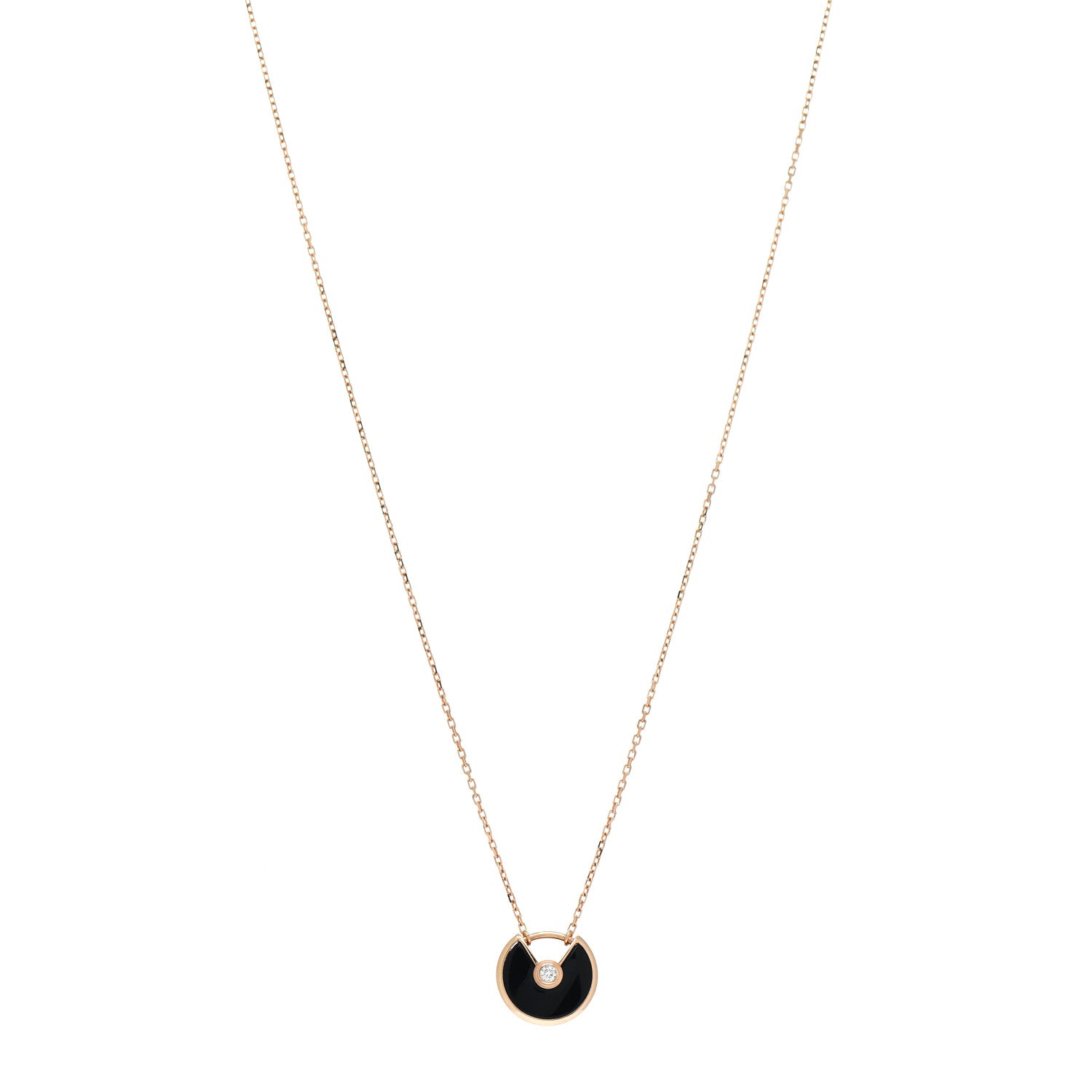 Cartier 18K Pink Gold Diamond Black Onyx XS Amulette de Cartier Pendant Necklace 1 of 5