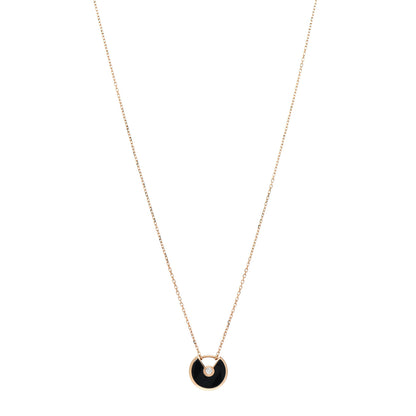 Cartier 18K Pink Gold Diamond Black Onyx XS Amulette de Cartier Pendant Necklace 1 of 5
