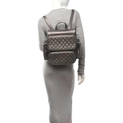 Chanel Metallic Grained Calfskin Quilted Large Casual Rock Backpack Charcoal 2 of 10