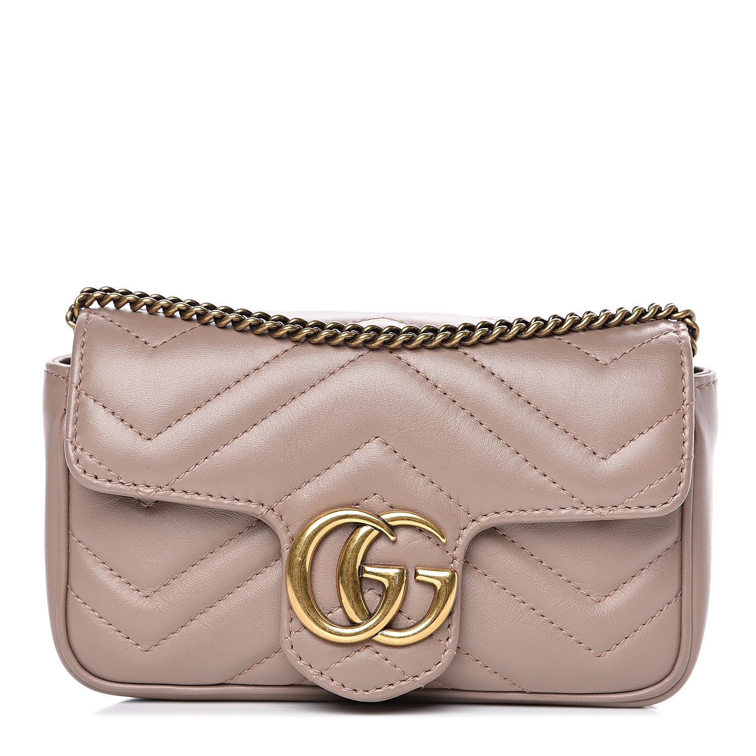 Gucci Calfskin Matelasse Super Mini GG Marmont Shoulder Bag Porcelain Rose 1 of 11