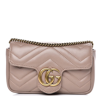 Gucci Calfskin Matelasse Super Mini GG Marmont Shoulder Bag Porcelain Rose 1 of 11