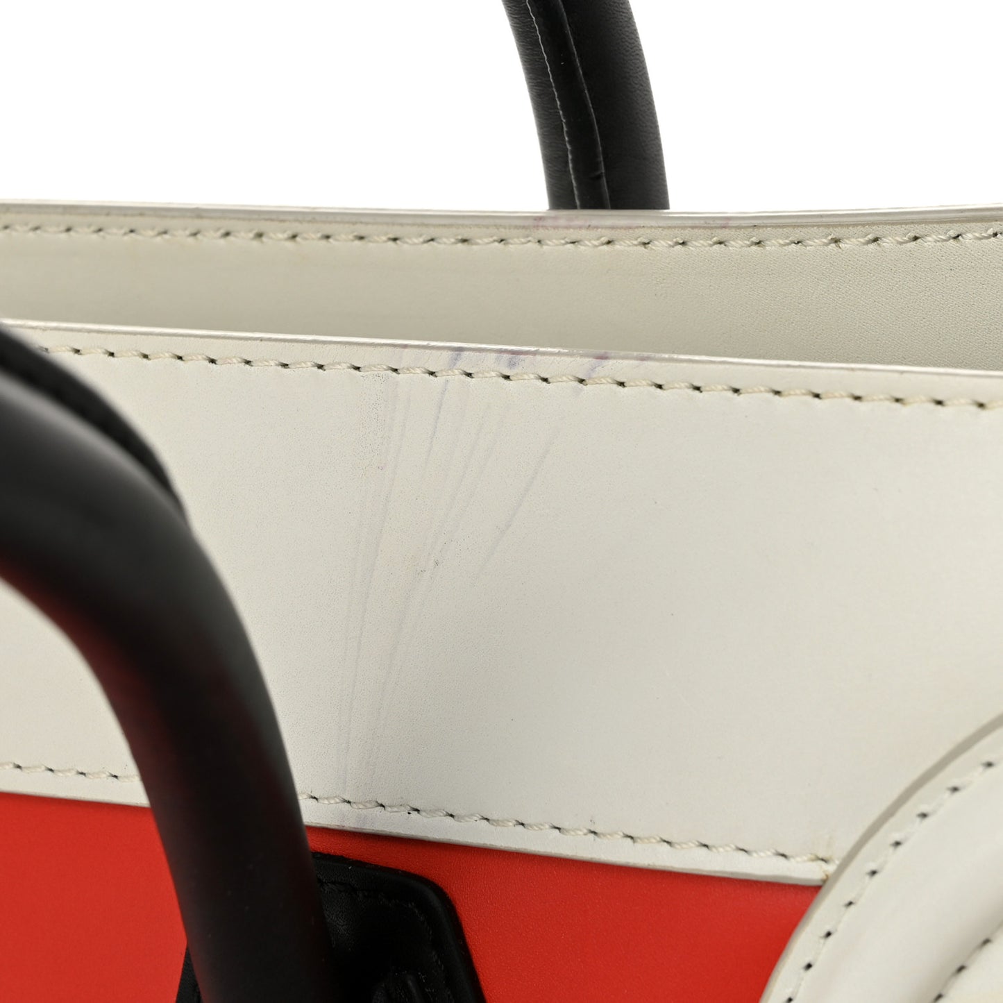 Smooth Calfskin Mini Tri-Color Luggage Vermillion