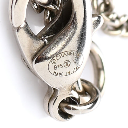 Chanel Crystal Pearl Twisted CC Drop Necklace Silver 6 of 6