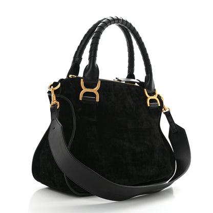 Chloe Suede Calfskin Braided Medium Marcie Double Carry Black 2 of 11