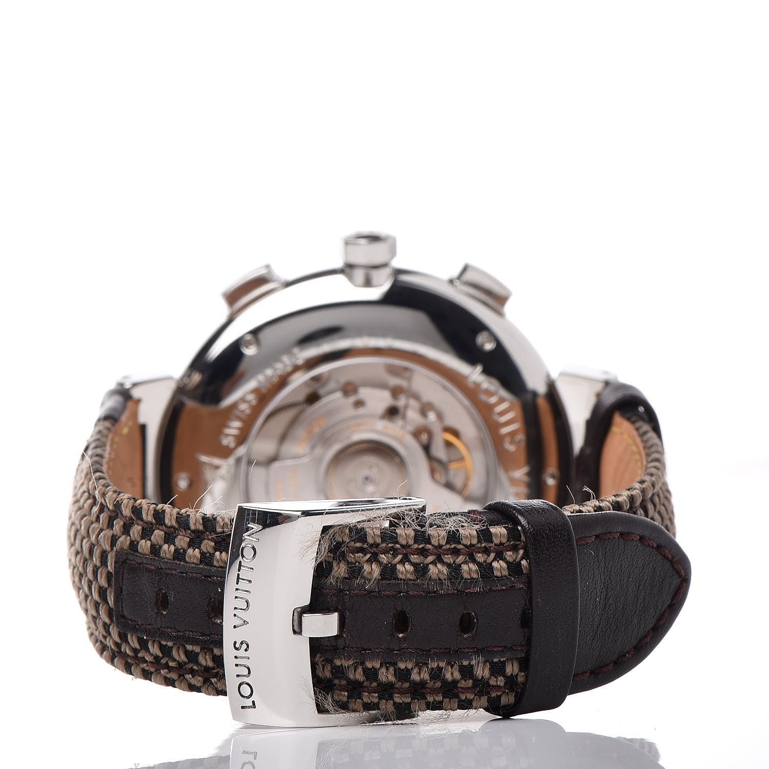 Louis Vuitton Stainless Steel Calfskin 44mm Tambour Regate Chronograph Automatic Watch Brown 4 of 8