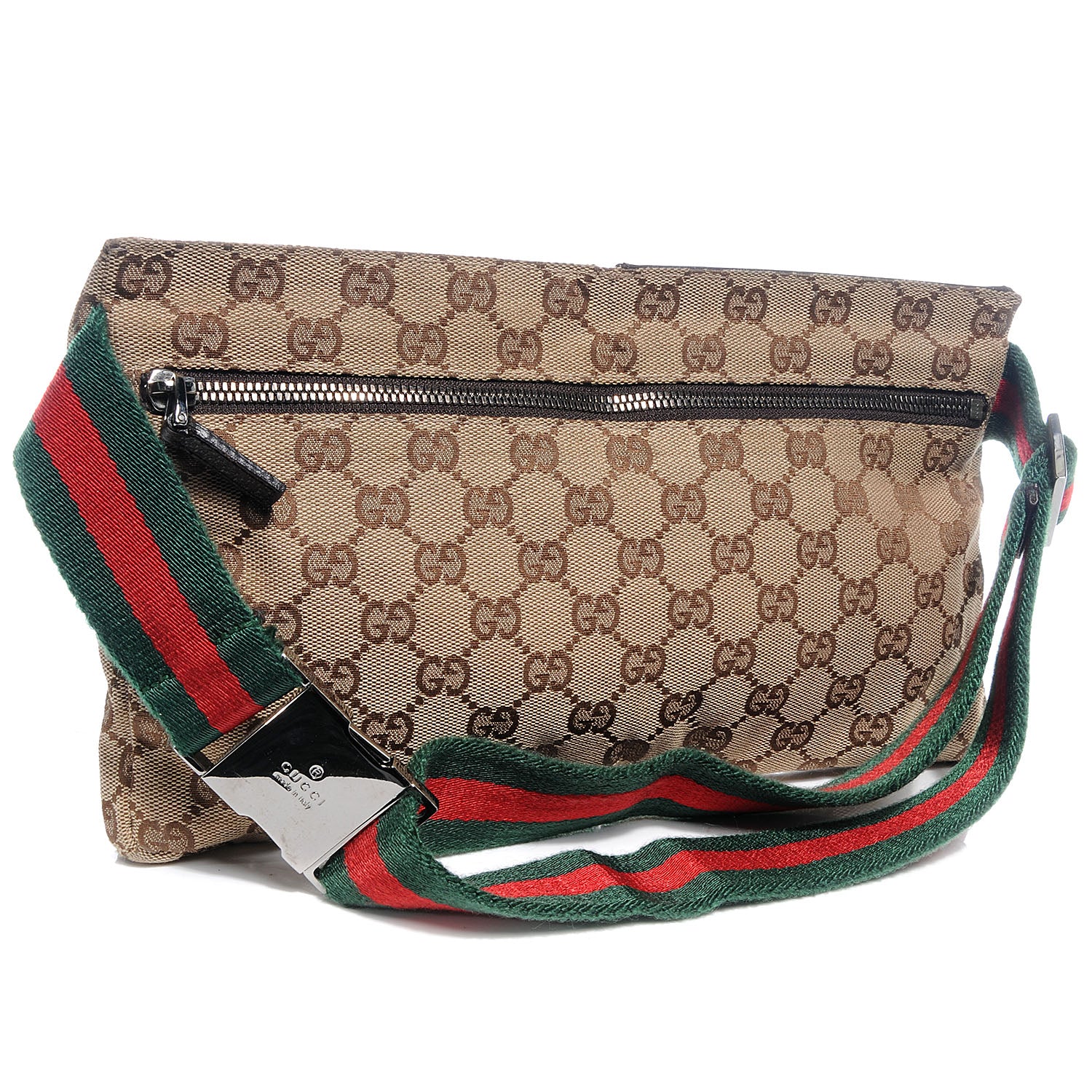 Gucci GG Monogram Web Double Pocket Belt Bag Ebony 3 of 8