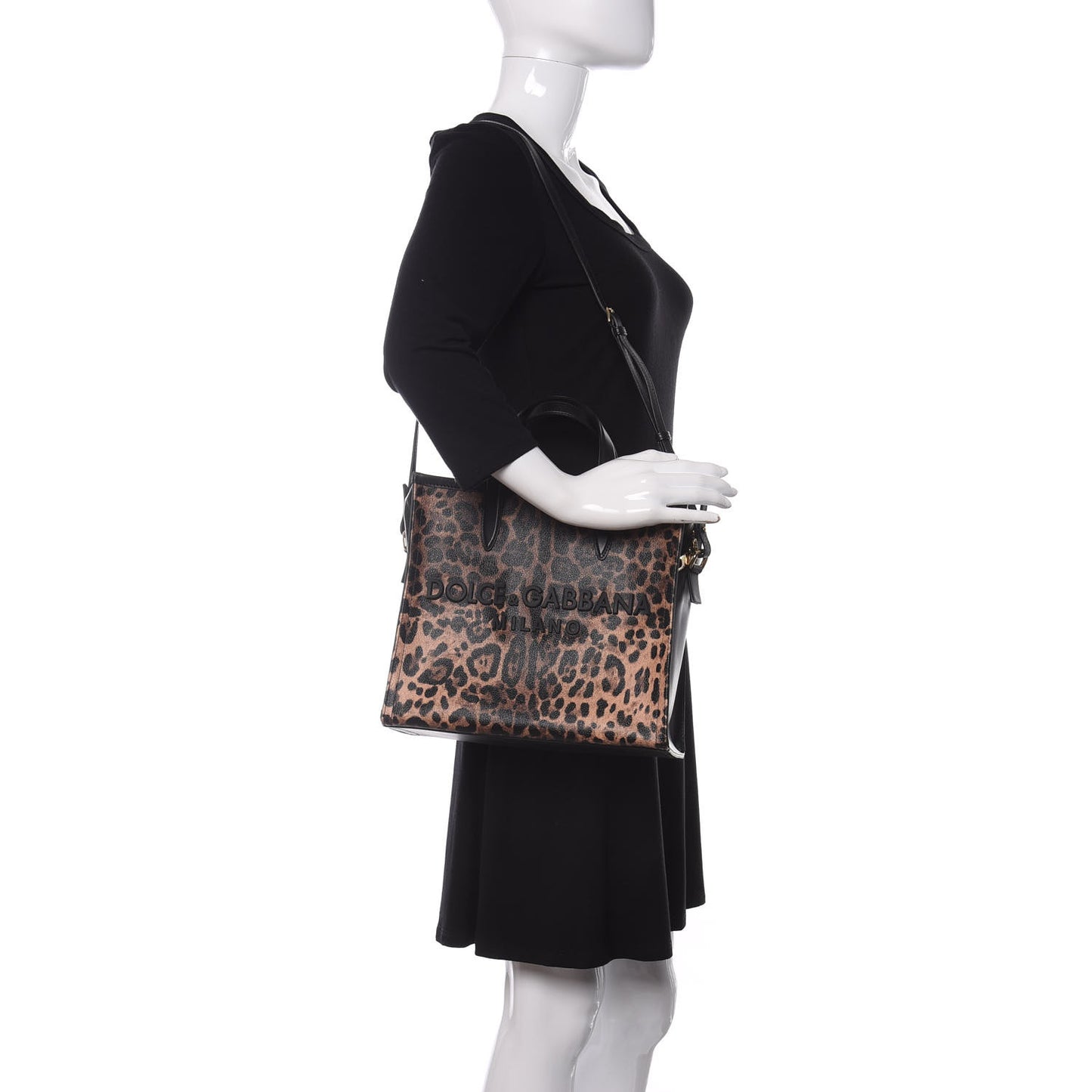 Dauphine Leopard Logo Market Bag Black