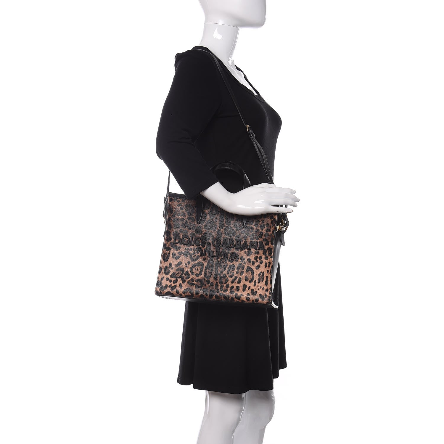 Dolce & Gabbana Dauphine Leopard Logo Market Bag Black 2 of 8