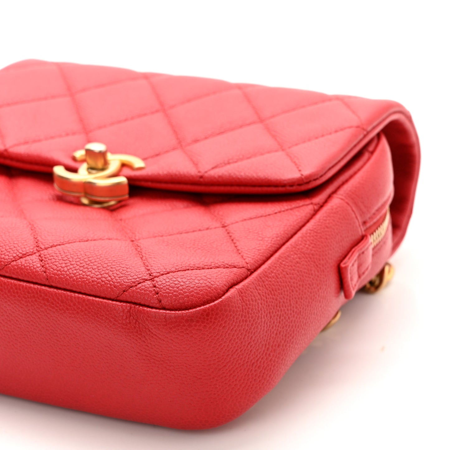 Shiny Caviar Quilted Chain Melody Backpack Red
